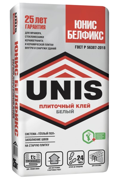 Клей д/плитки ЮНИС БЕЛФИКС 25 кг (48) (белый) - купить в Тамбове