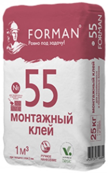 Клей для газобетонных и пенобетонных блоков Forman №55 25кг (1п-56 шт) Самара - купить в Тамбове
